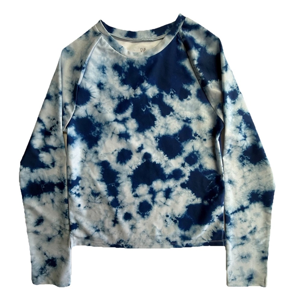 Gap Kids Blue Tie Dye‎ Crop Top Long Sleeve Athletic Stretch Girls XS S